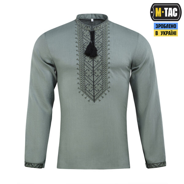 M-TAC ВИШИВАНКА 100% ЛЬОН СІРО-ЗЕЛЕНА
